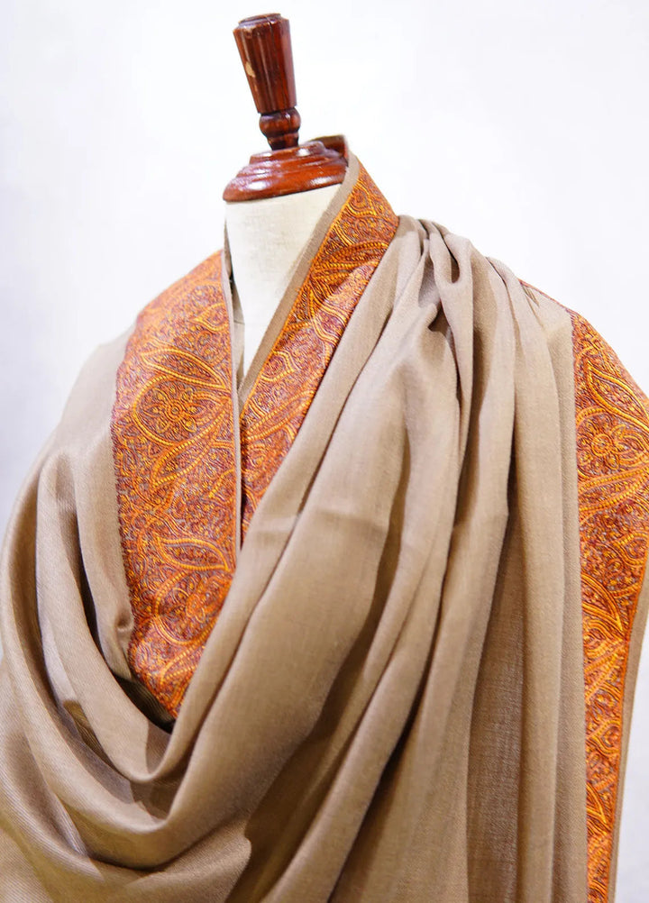 Sanaulla Exclusive Range Pashmina Shawl D-45 Dark Brown 2 - Winter Collection