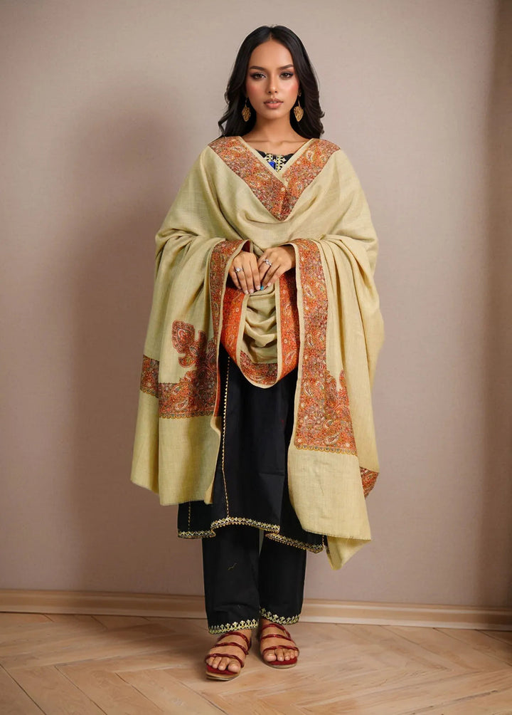 Sanaulla Exclusive Range Pashmina Shawl D-46 Camel - Winter Collection