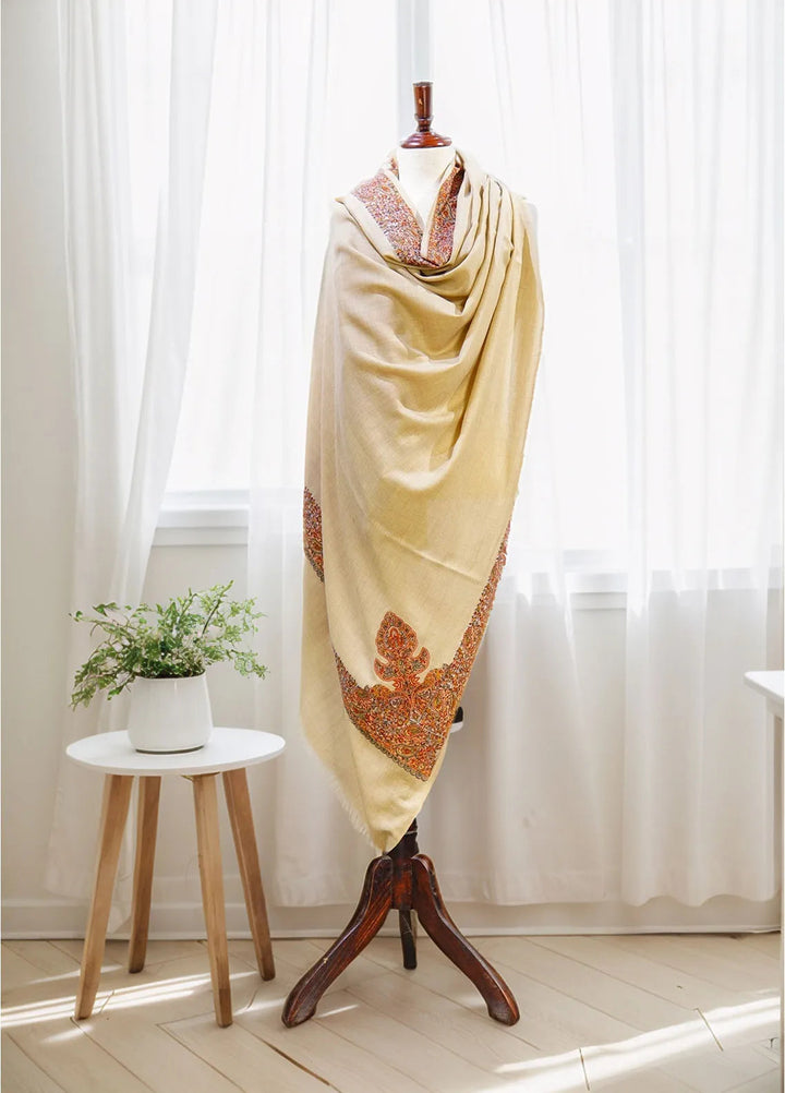 Sanaulla Exclusive Range Pashmina Shawl D-46 Light Brown 2 - Winter Collection