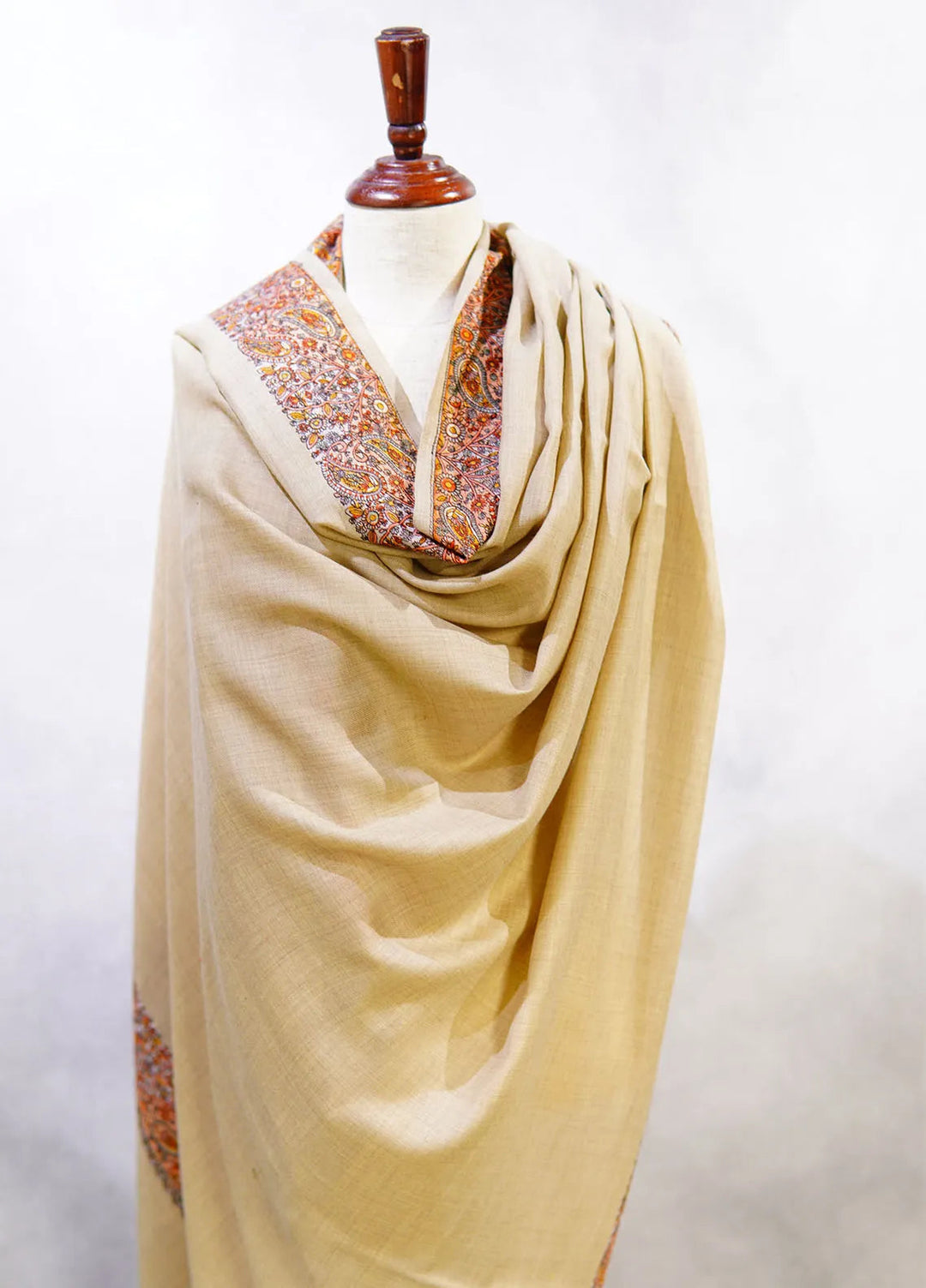 Sanaulla Exclusive Range Pashmina Shawl D-46 Light Brown 2 - Winter Collection