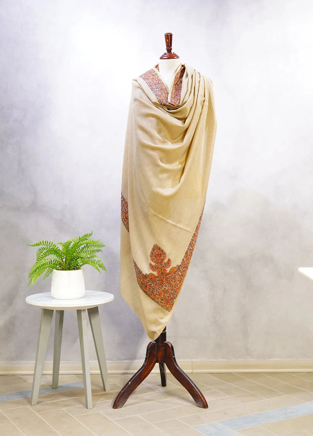 Sanaulla Exclusive Range Pashmina Shawl D-46 Light Brown 2 - Winter Collection