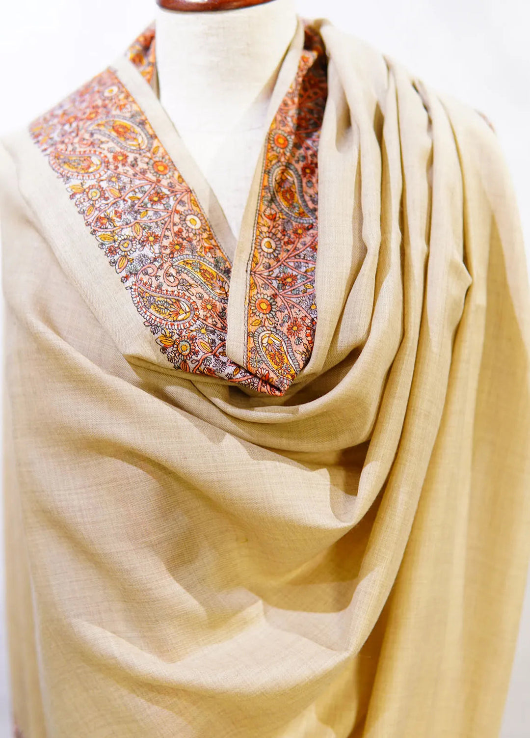 Sanaulla Exclusive Range Pashmina Shawl D-46 Light Brown 2 - Winter Collection