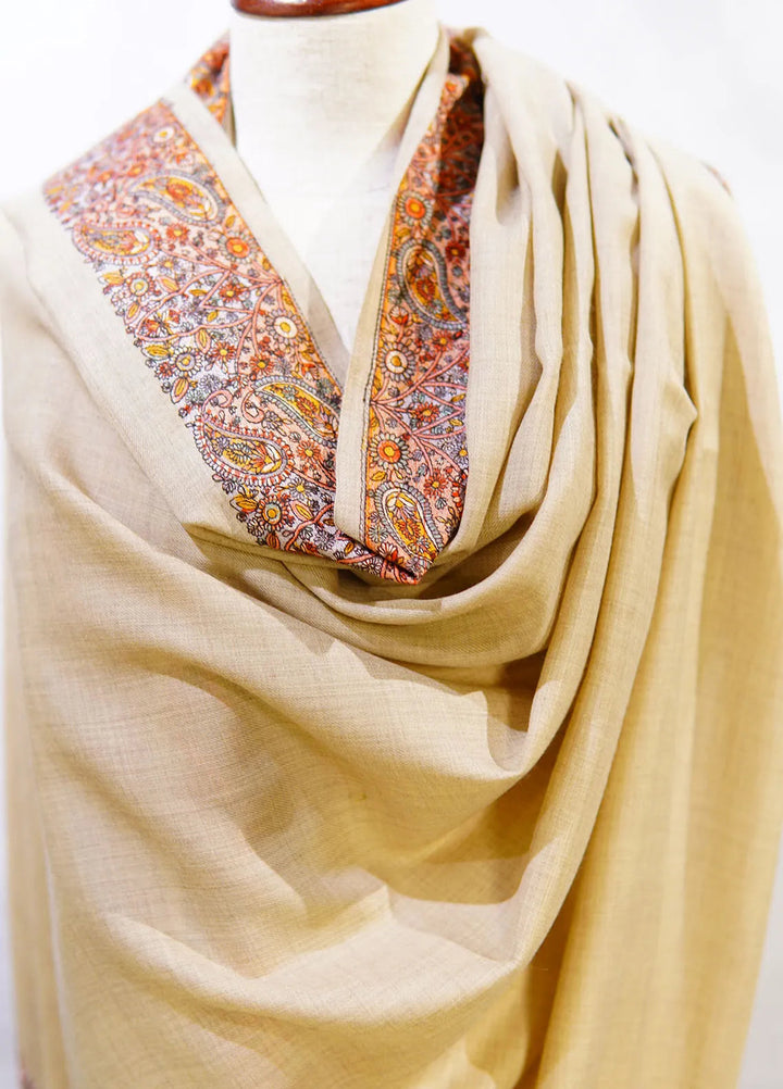 Sanaulla Exclusive Range Pashmina Shawl D-46 Light Brown 2 - Winter Collection