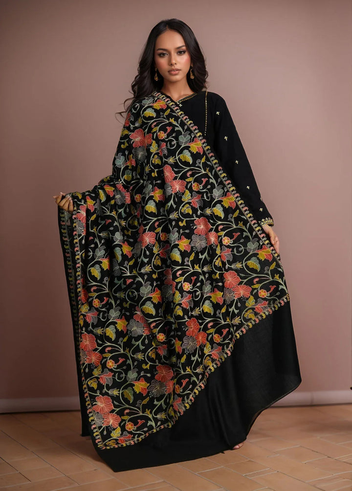 Sanaulla Exclusive Range Pashmina Shawl D-47 Black 2 - Winter Collection
