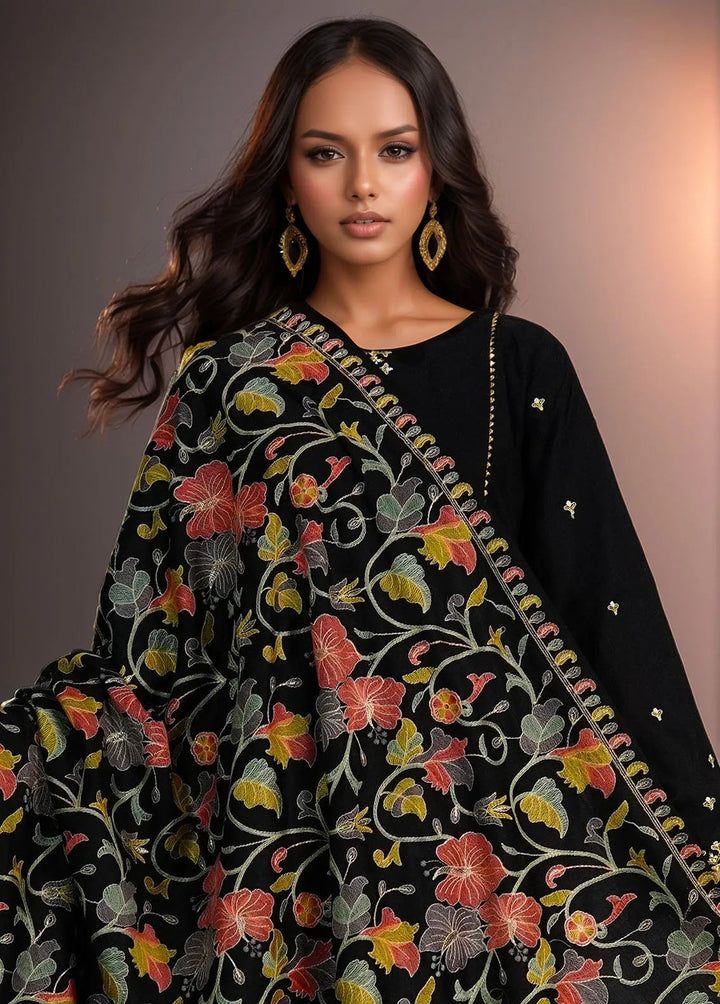 Sanaulla Exclusive Range Pashmina Shawl D-47 Black 2 - Winter Collection