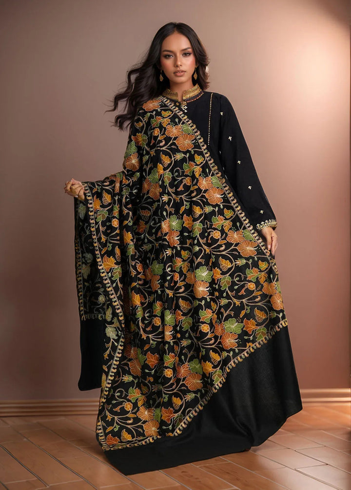 Sanaulla Exclusive Range Pashmina Shawl D-47 Black 3 - Winter Collection