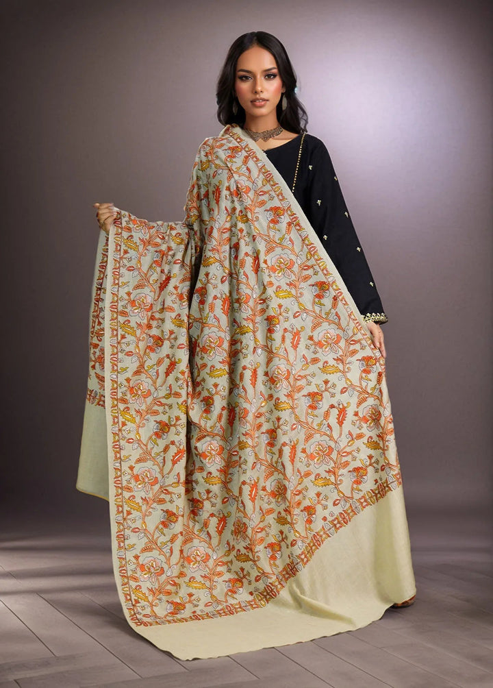 Sanaulla Exclusive Range Pashmina Shawl D-47 Fawn - Winter Collection