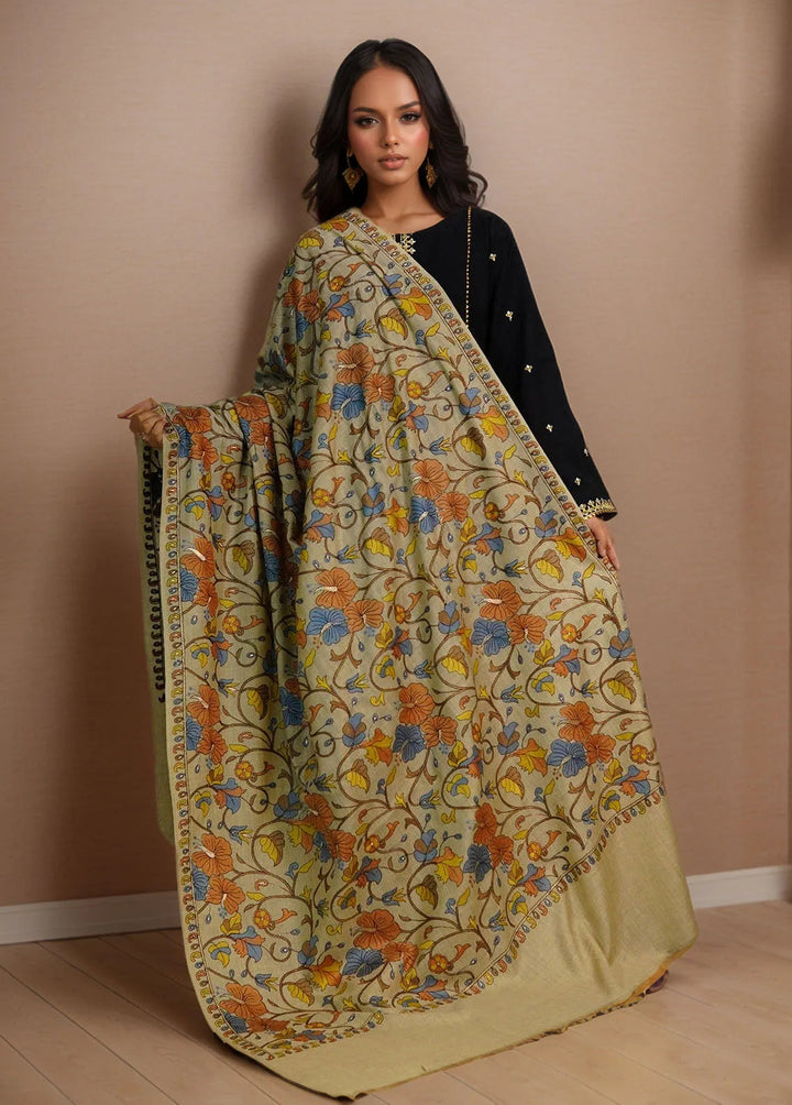 Sanaulla Exclusive Range Pashmina Shawl D-47 Light Brown - Winter Collection