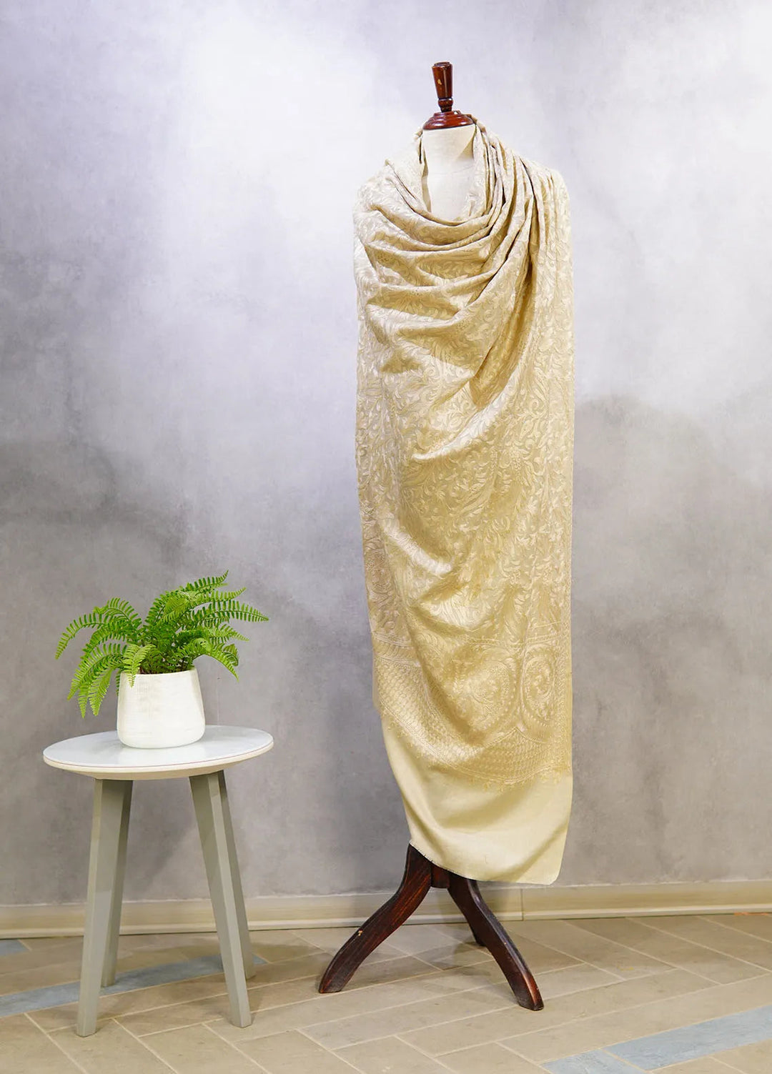 Sanaulla Exclusive Range Pashmina Shawl D-48 Light Grey 1 - Winter Collection