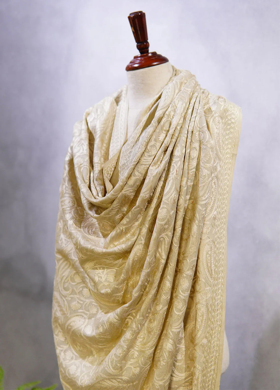 Sanaulla Exclusive Range Pashmina Shawl D-48 Light Grey 2 - Winter Collection