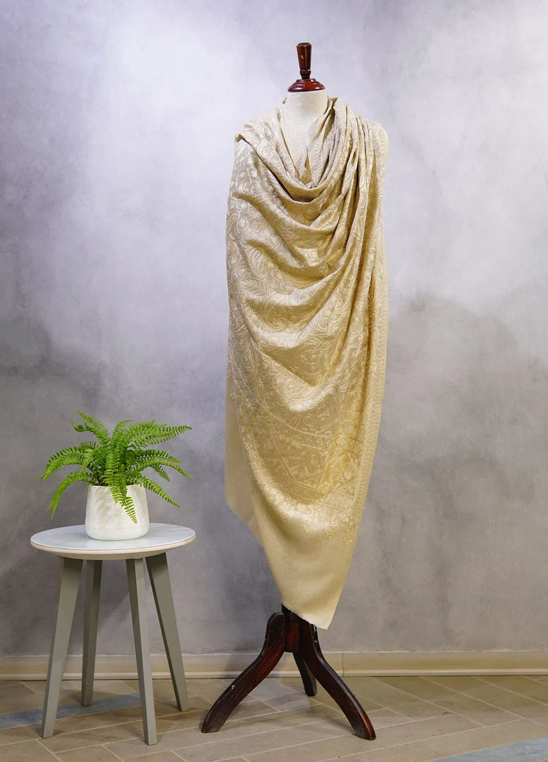 Sanaulla Exclusive Range Pashmina Shawl D-48 Light Grey 2 - Winter Collection