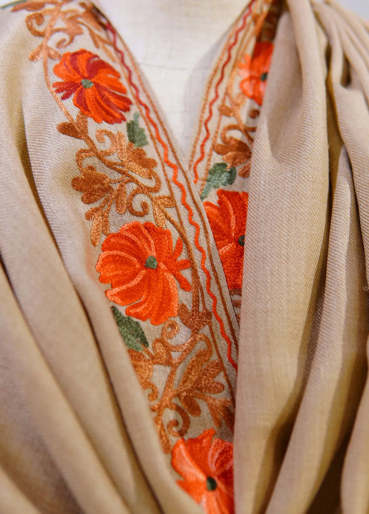 Sanaulla Exclusive Range Pashmina Shawl D-55 Brown 2 - Winter Collection