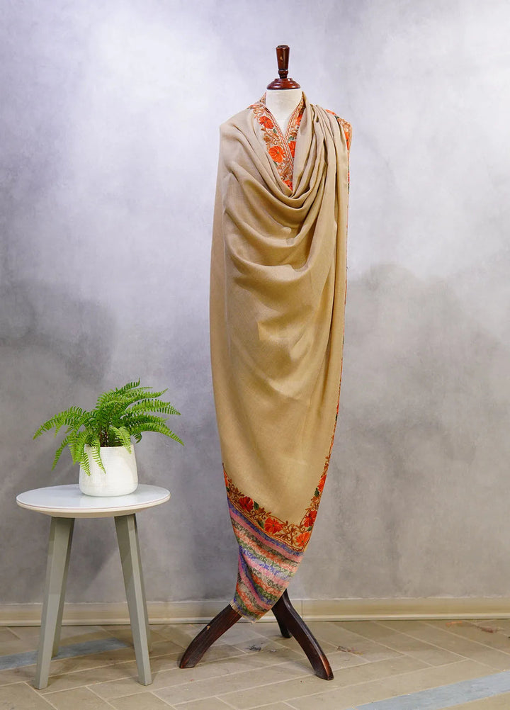 Sanaulla Exclusive Range Pashmina Shawl D-55 Brown 2 - Winter Collection