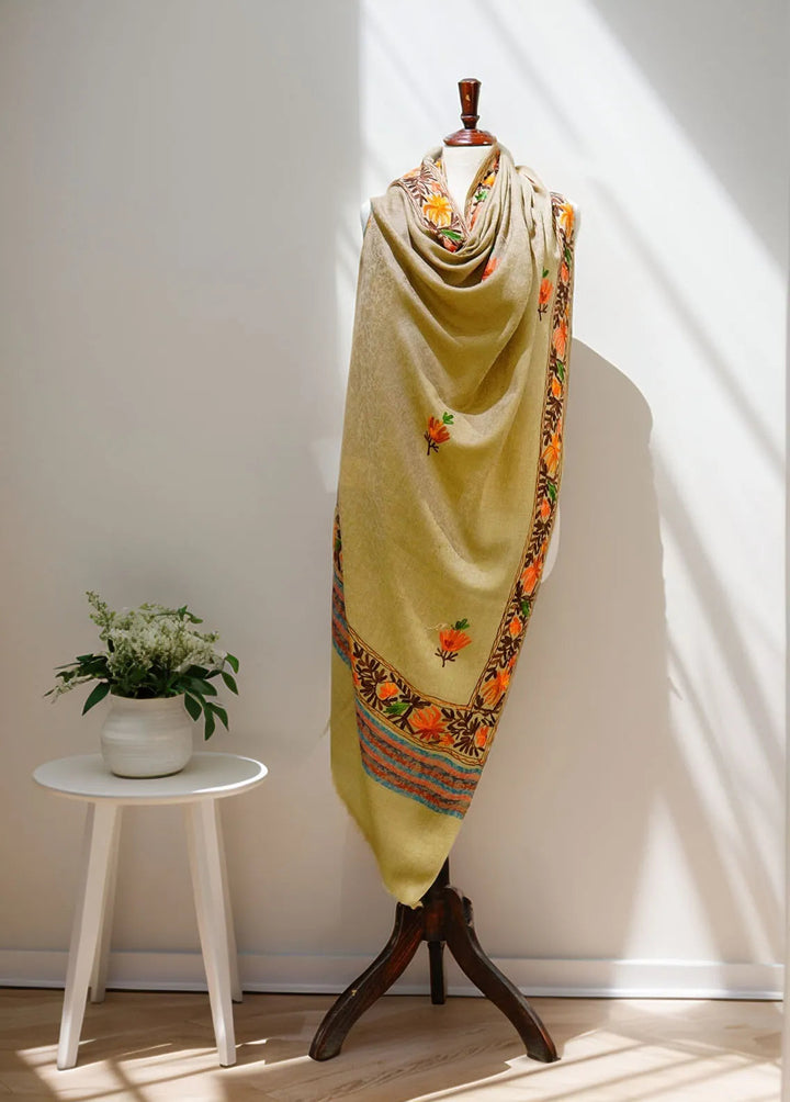 Sanaulla Exclusive Range Pashmina Shawl D-55 Brown 5 - Winter Collection