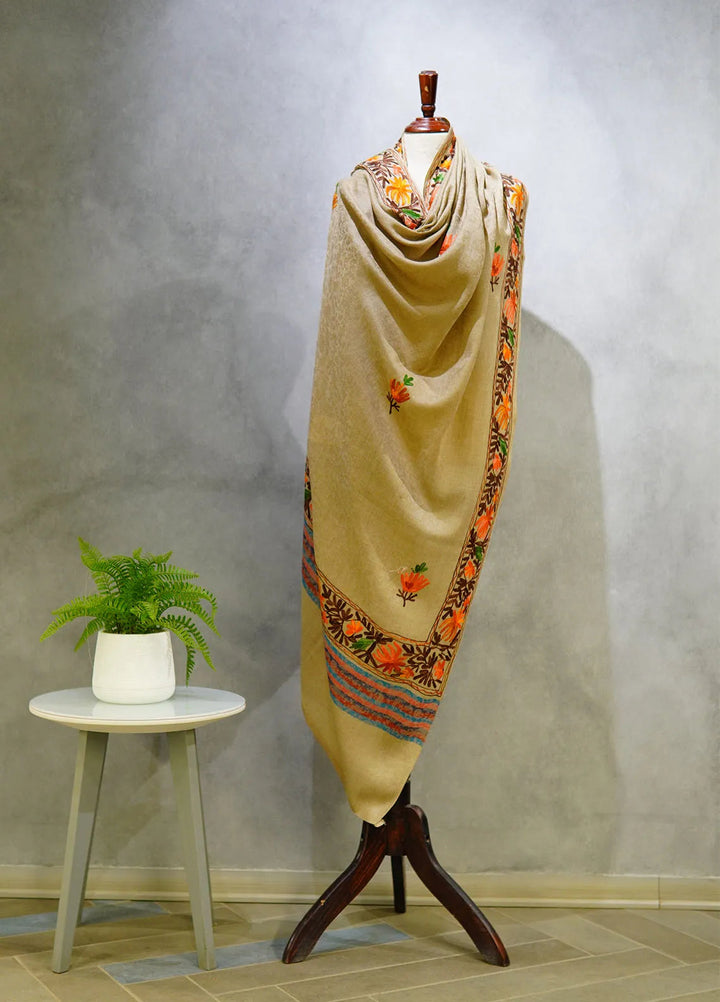 Sanaulla Exclusive Range Pashmina Shawl D-55 Brown 5 - Winter Collection