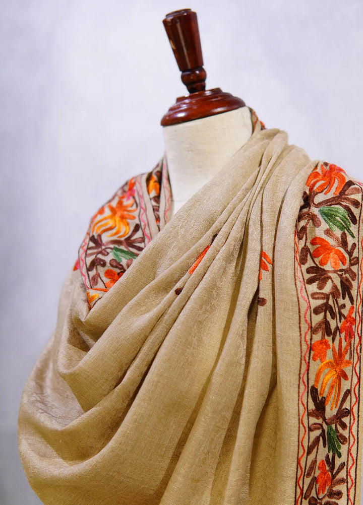 Sanaulla Exclusive Range Pashmina Shawl D-55 Brown 6 - Winter Collection