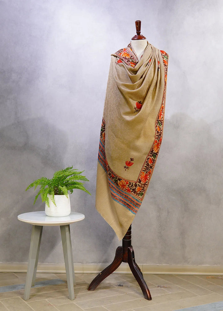 Sanaulla Exclusive Range Pashmina Shawl D-55 Brown 6 - Winter Collection