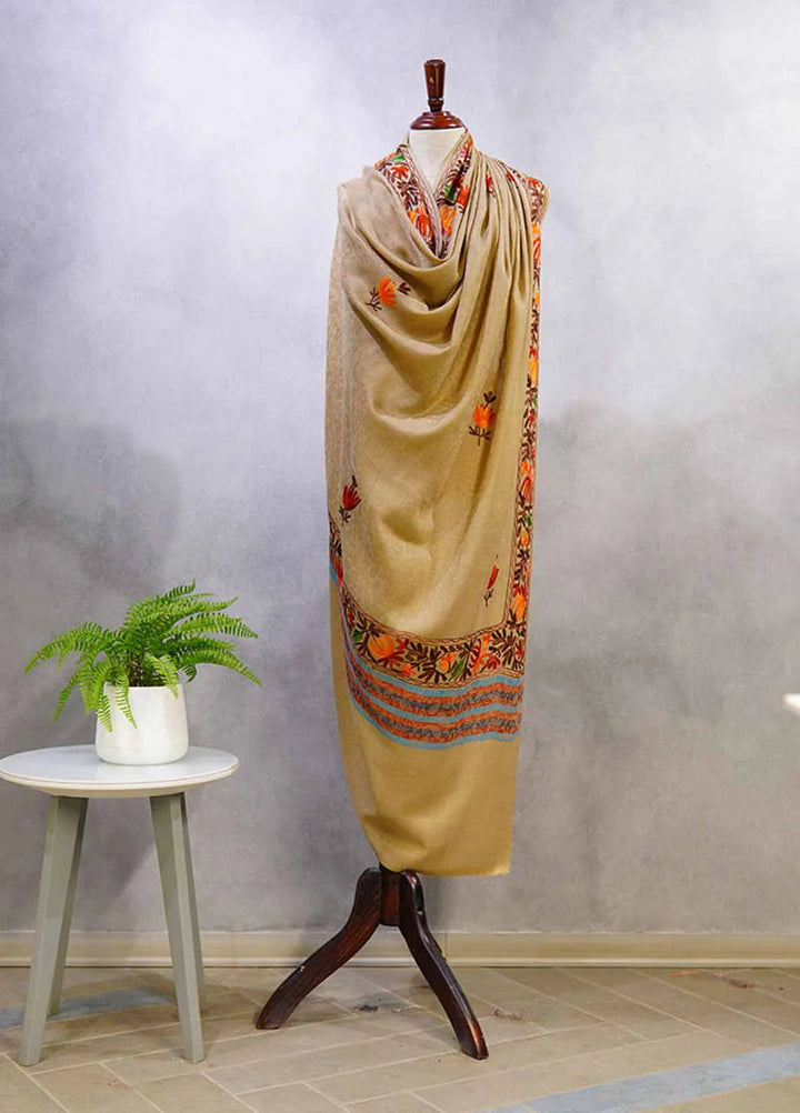 Sanaulla Exclusive Range Pashmina Shawl D-55 Brown 7 - Winter Collection
