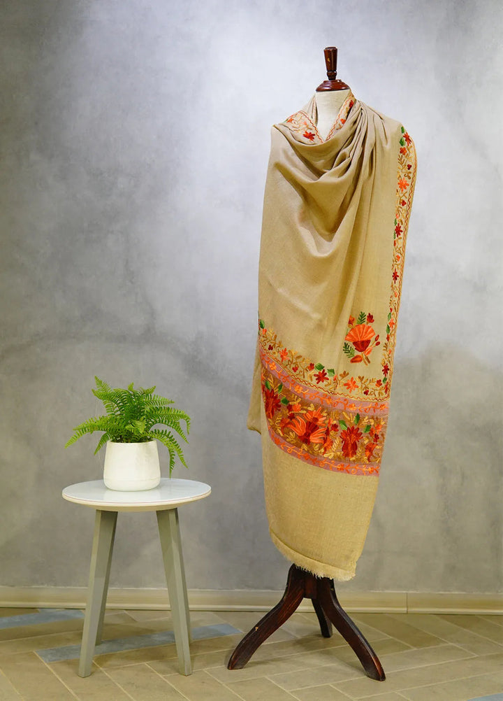 Sanaulla Exclusive Range Pashmina Shawl D-55 Brown 9 - Winter Collection