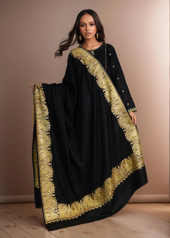 Sanaulla Exclusive Range Pashmina Shawl D-56 Black - Winter Collection