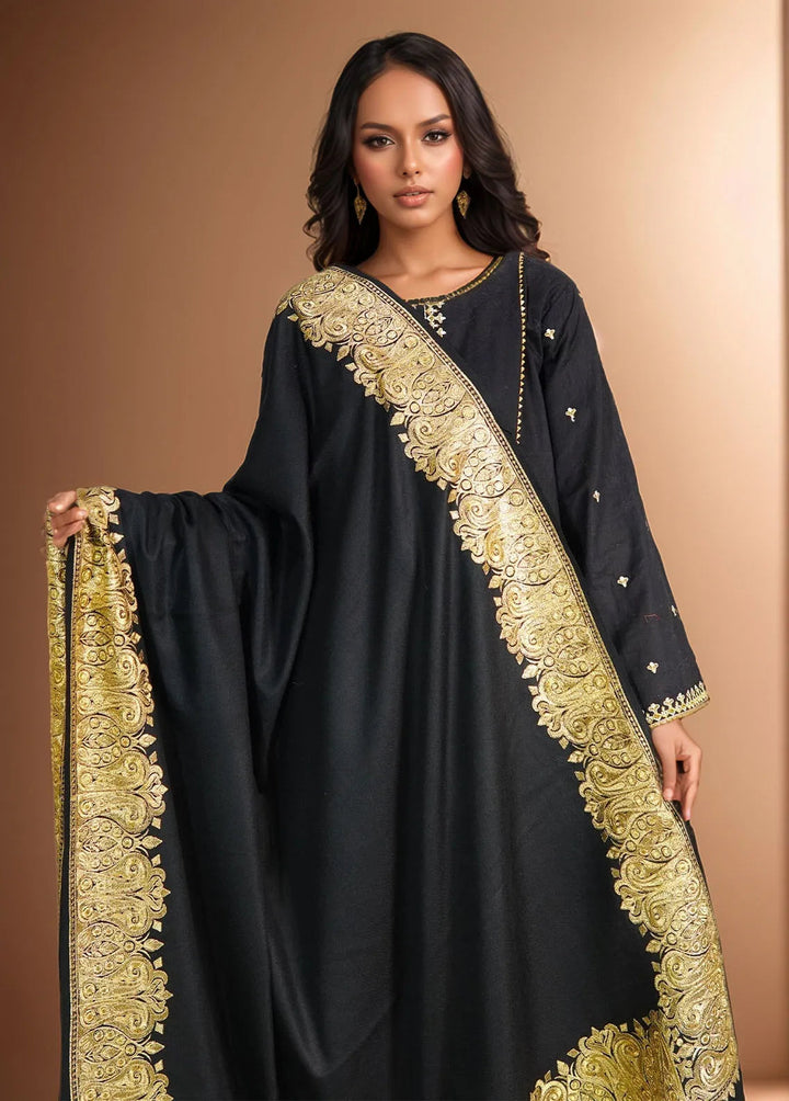Sanaulla Exclusive Range Pashmina Shawl D-56 Black - Winter Collection