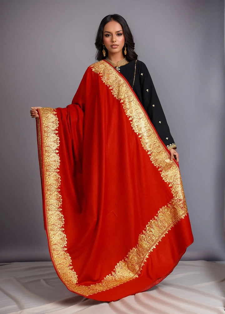 Sanaulla Exclusive Range Pashmina Shawl D-56 Mehroon - Winter Collection