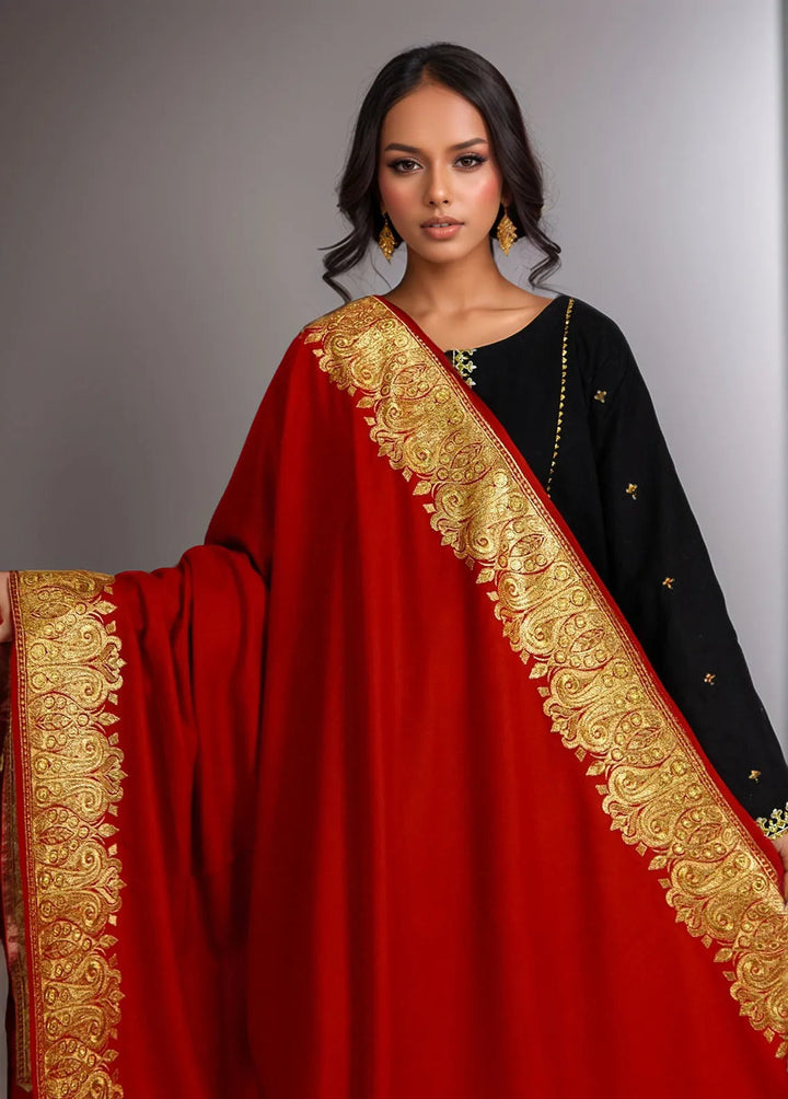 Sanaulla Exclusive Range Pashmina Shawl D-56 Mehroon - Winter Collection