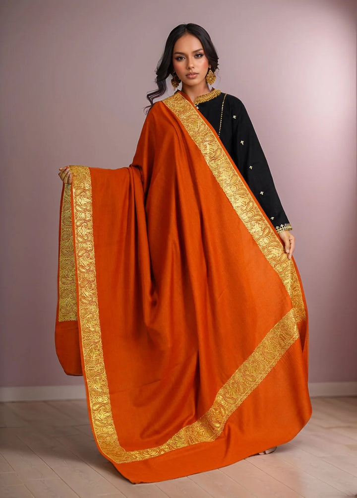 Sanaulla Exclusive Range Pashmina Shawl D-56 Orange - Winter Collection