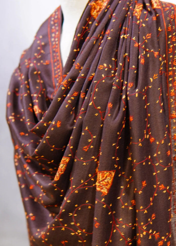 Sanaulla Exclusive Range Pashmina Shawl D-57 Dark Brown - Winter Collection