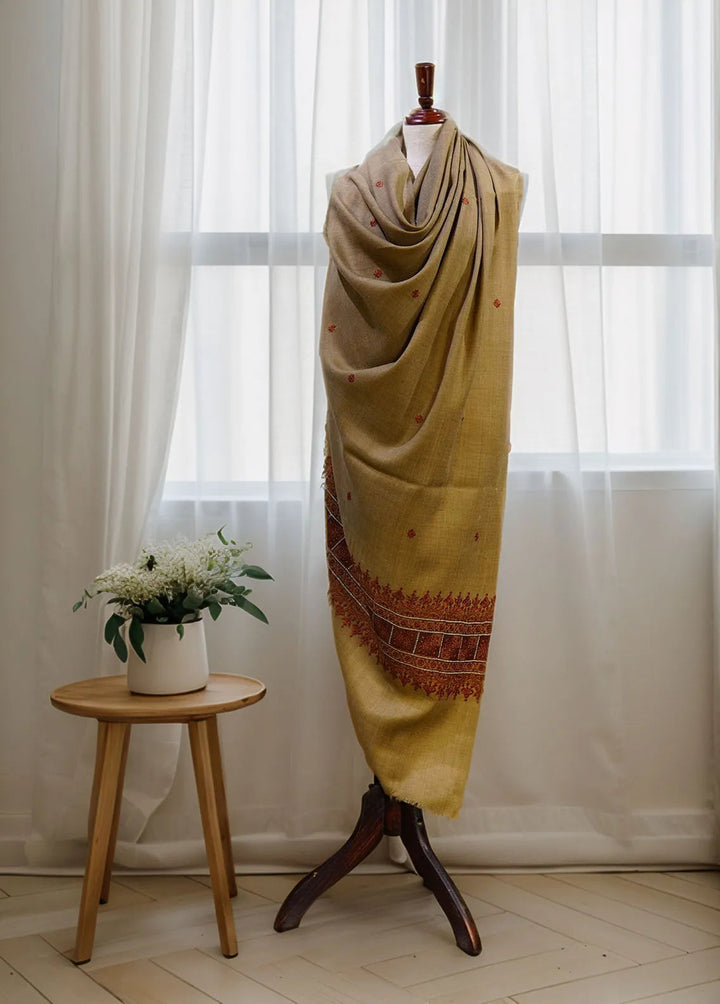Sanaulla Exclusive Range Pashmina Shawl D-58 Brown - Winter Collection