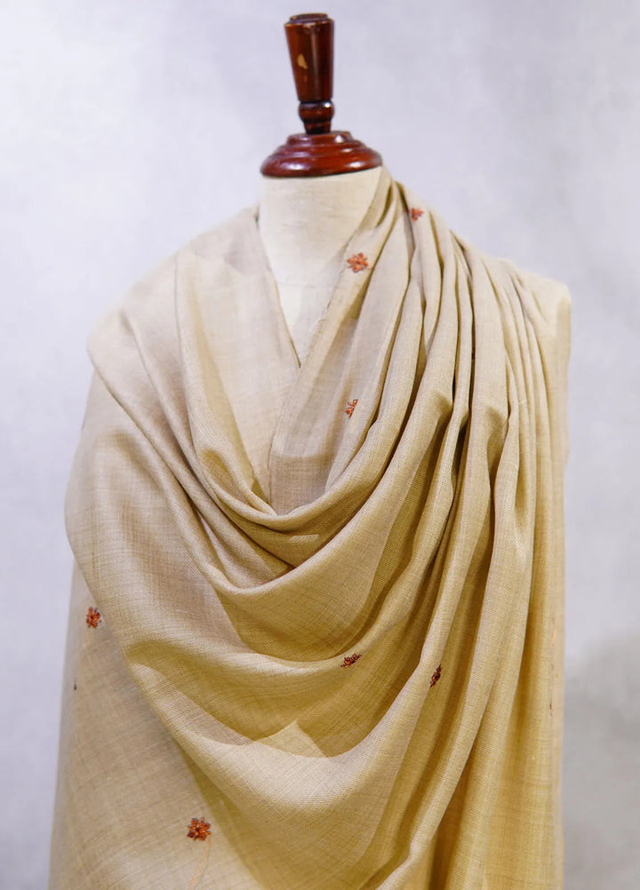 Sanaulla Exclusive Range Pashmina Shawl D-58 Light Brown - Winter Collection