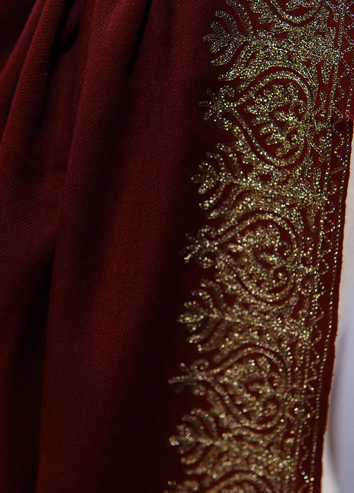 Sanaulla Exclusive Range Pashmina Shawl D-63 Mehroon - Winter Collection