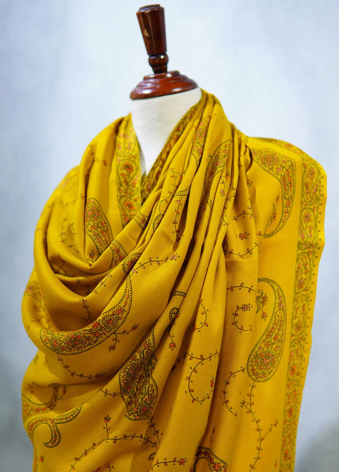 Sanaulla Exclusive Range Pashmina Shawl D-64 Yellow - Winter Collection