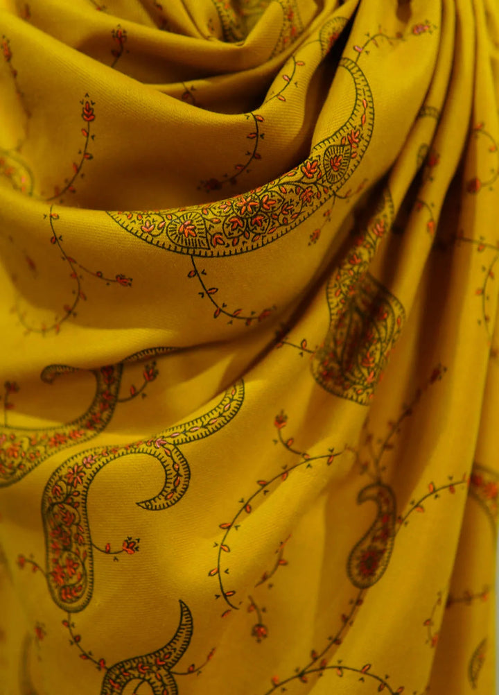 Sanaulla Exclusive Range Pashmina Shawl D-64 Yellow - Winter Collection
