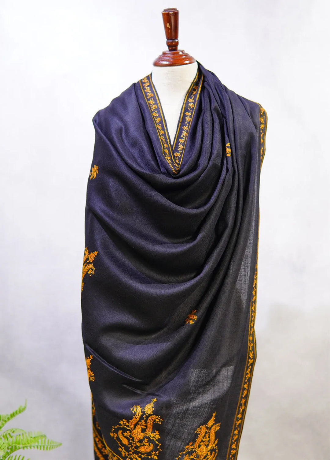 Sanaulla Exclusive Range Pashmina Shawl D-7 Black 1 - Winter Collection