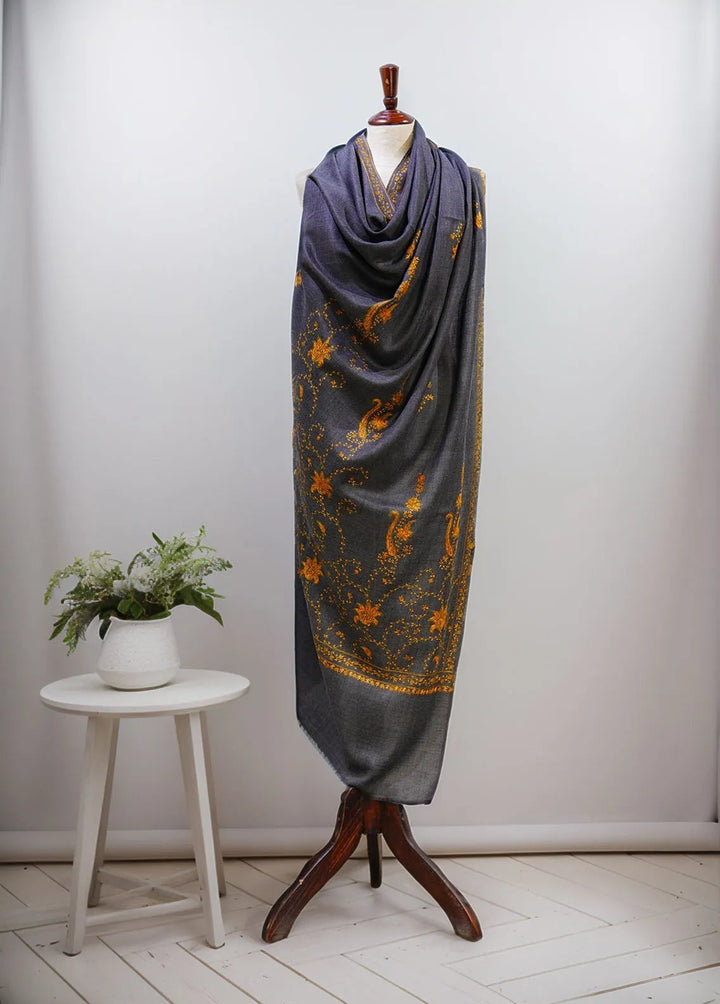 Sanaulla Exclusive Range Pashmina Shawl D-7 Dark Grey - Winter Collection