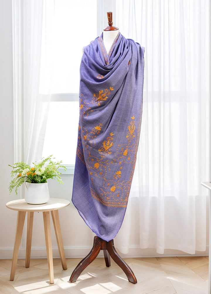 Sanaulla Exclusive Range Pashmina Shawl D-7 Denim Blue - Winter Collection