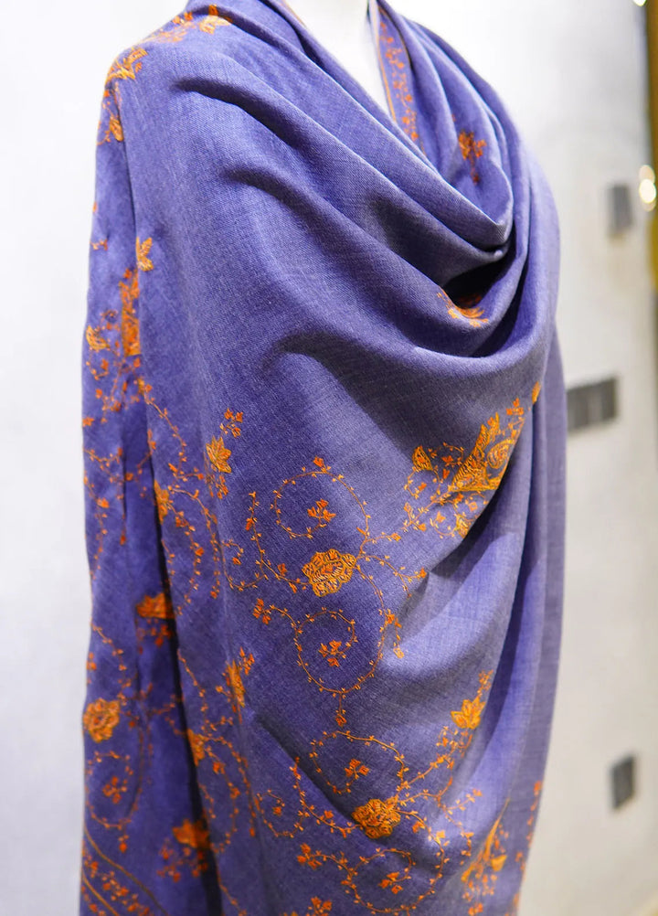 Sanaulla Exclusive Range Pashmina Shawl D-7 Denim Blue - Winter Collection