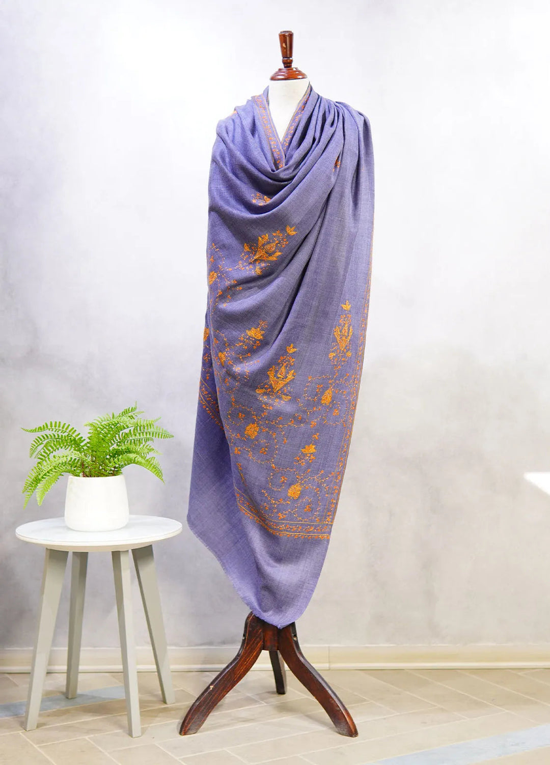 Sanaulla Exclusive Range Pashmina Shawl D-7 Denim Blue - Winter Collection