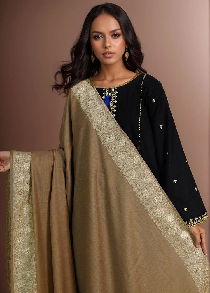 Sanaulla Exclusive Range Pashmina Shawl D-9 Dark Brown - Winter Collection