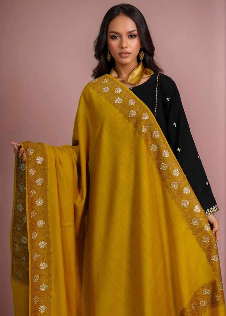 Sanaulla Exclusive Range Pashmina Shawl D-9 Yellow - Winter Collection