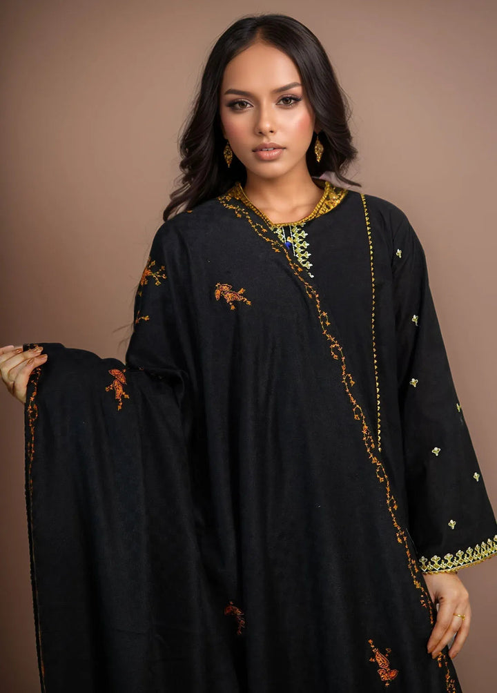 Sanaulla Exclusive Range Pashmina Shawl KPS D-10 Black 1 - Winter Collection