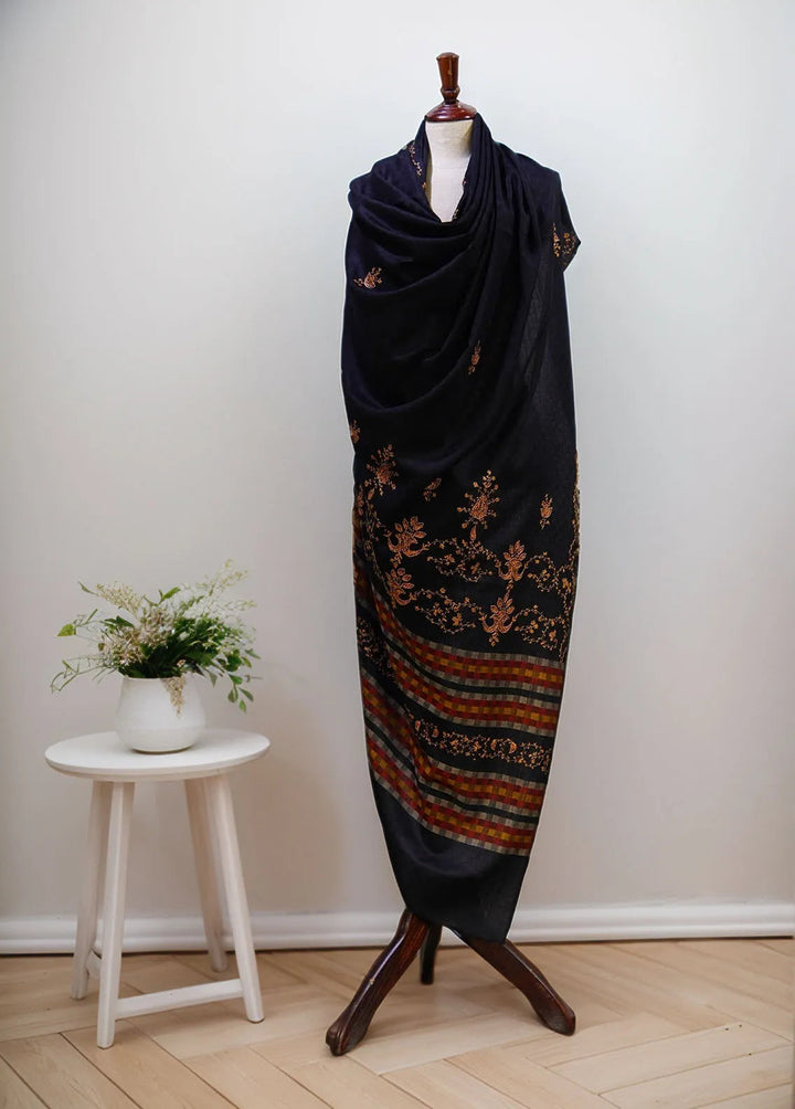 Sanaulla Exclusive Range Pashmina Shawl KPS D-10 Black 3 - Winter Collection