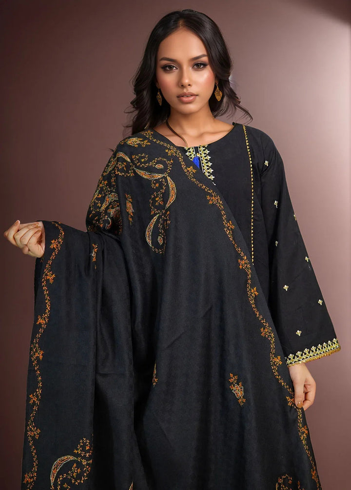 Sanaulla Exclusive Range Pashmina Shawl KPS D-10 Black - Winter Collection