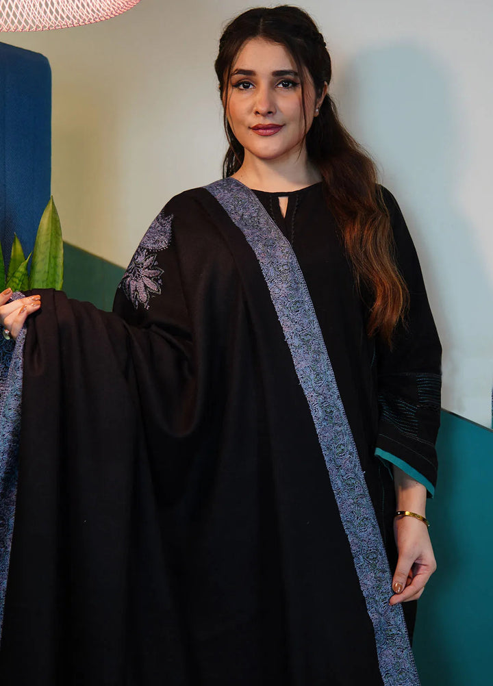 Sanaulla Exclusive Range Pashmina Shawl KPS D-101 Black - Winter Collection