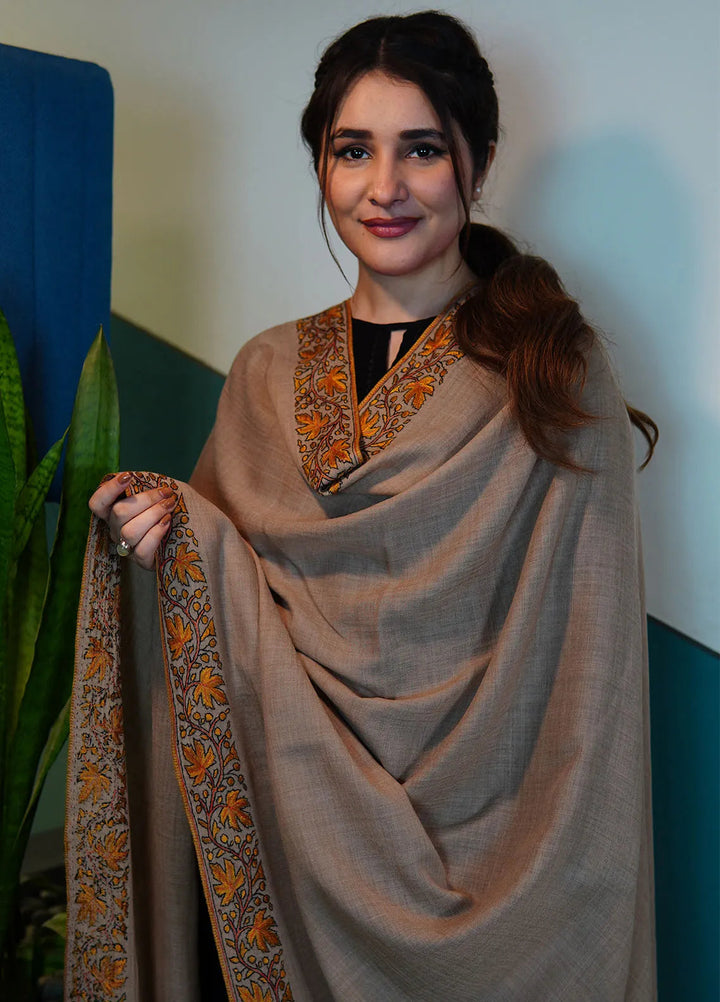 Sanaulla Exclusive Range Pashmina Shawl KPS D-103 Brown - Winter Collection