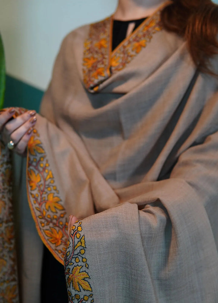 Sanaulla Exclusive Range Pashmina Shawl KPS D-103 Brown - Winter Collection