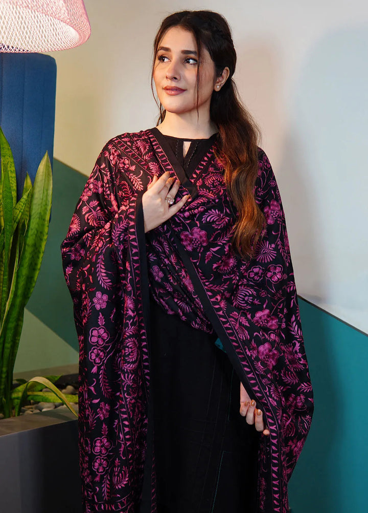Sanaulla Exclusive Range Pashmina Shawl KPS D-104 Black 1 - Winter Collection
