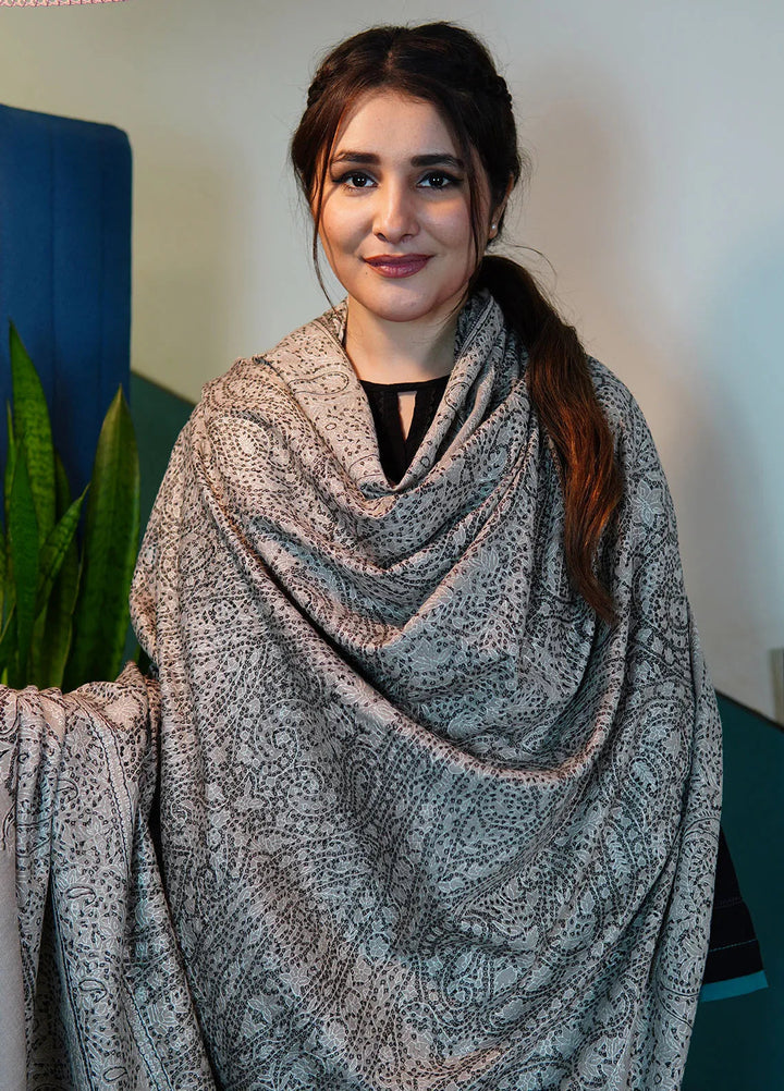 Sanaulla Exclusive Range Pashmina Shawl KPS D-106 Light Grey - Winter Collection