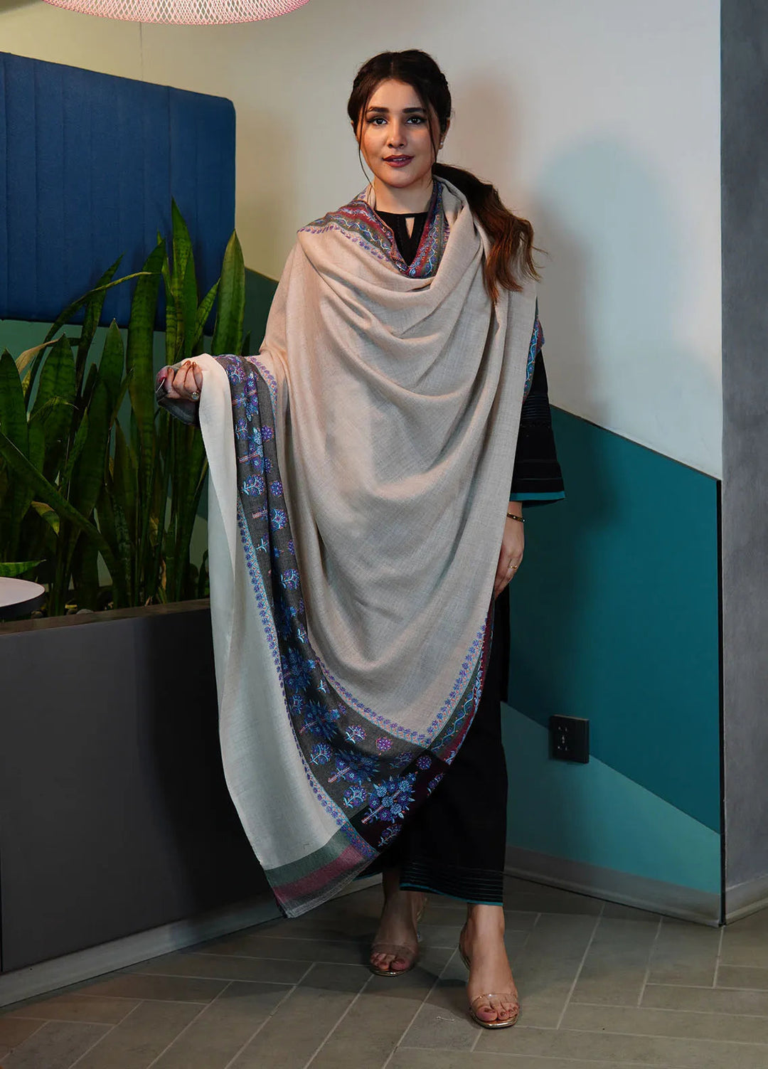 Sanaulla Exclusive Range Pashmina Shawl KPS D-109 Multi - Winter Collection
